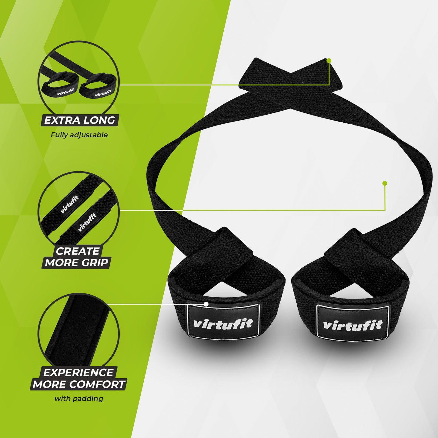 VirtuFit Padded Lifting Straps, black